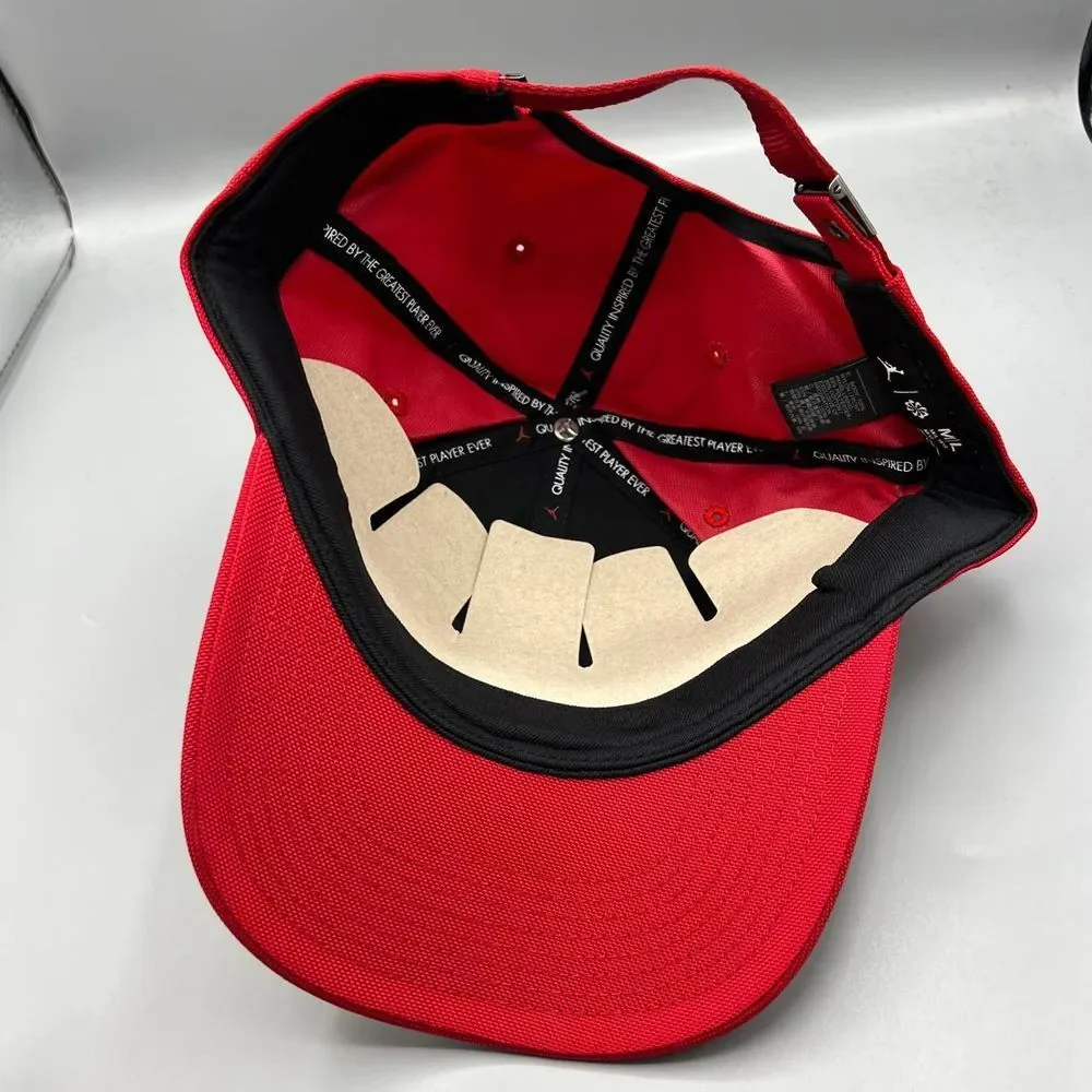 Air Jordan Hat Men M-L Red Metal Logo‎ Jumpman Strap Back Cap New